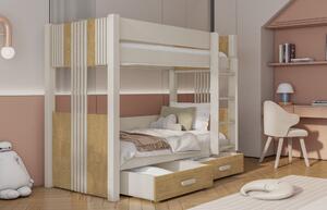 Dvoupatrová postel do dětského pokoje 80x180 ELVA 1 - kašmír / dub dune, pravé provedení