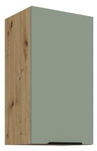 Horní kuchyňská skříňka LUNARA - šířka 40 cm, zelená / dub artisan