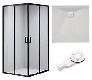 BPS-koupelny Čtvercový sprchový kout HYD-SK30B 90x90 černá/transparent + vanička HYD-SSV-JUKO bílá