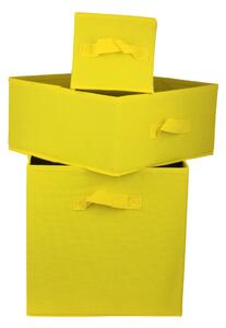 DOMINO - Úložný box textilní LAVITA žlutý 31x31x31