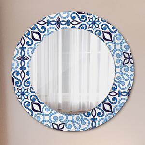 Kulaté dekorační zrcadlo na zeď Modrý arabský vzor