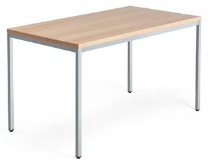 AJ Produkty Psací stůl QBUS, 4 nohy, 1400x800 mm, stříbrný rám, dub