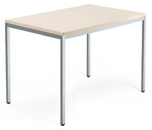 AJ Produkty Psací stůl QBUS, 4 nohy, 1200x800 mm, stříbrný rám, bříza