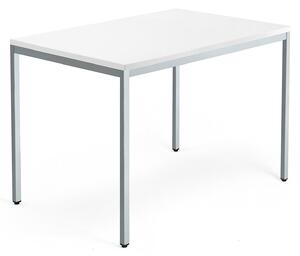AJ Produkty Psací stůl QBUS, 4 nohy, 1200x800 mm, stříbrný rám, bílá