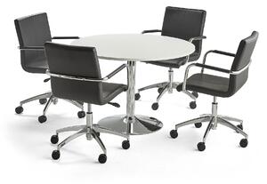 AJ Produkty Sestava LILY + DELTA, stůl Ø 1100 mm a 4 černé židle