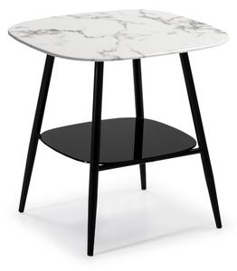 Marckeric Skleněný odkládací stolek Alina, bílá/černá, 55 cm