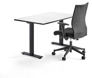 AJ Produkty Kancelářská sestava NOMAD + MILTON, výškově nastavitelný stůl + kancelářská židle