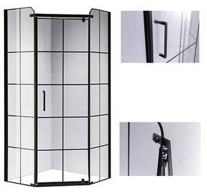 BPS-koupelny Pětiúhelníkový sprchový kout HYD-PK06C 100x100 černá/transparent - bez vaničky