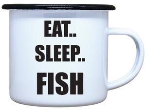 Smaltovaný plecháček s potiskem fish Objem: 330 ml