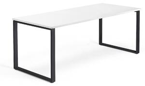 AJ Produkty Psací stůl QBUS, O-podnož, 1800x800 mm, černý rám, bílá