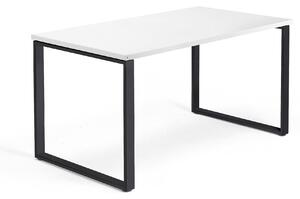AJ Produkty Psací stůl QBUS, O-podnož, 1400x800 mm, černý rám, bílá