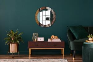Kulaté dekorativní zrcadlo Vintage tmavé dřevo