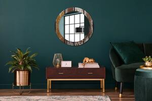Kulaté zrcadlo s potiskem Vintage tmavé dřevo