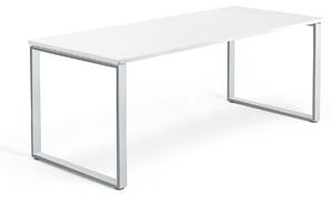 AJ Produkty Psací stůl QBUS, O-podnož, 1800x800 mm, stříbrný rám, bílá