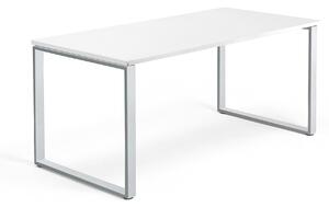 AJ Produkty Psací stůl QBUS, O-podnož, 1600x800 mm, stříbrný rám, bílá