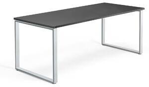 AJ Produkty Psací stůl QBUS, O-podnož, 1800x800 mm, stříbrný rám, černá