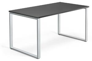 AJ Produkty Psací stůl QBUS, O-podnož, 1400x800 mm, stříbrný rám, černá
