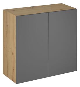 Horní kuchyňská skříňka VALEN - šířka 80 cm, dub artisan / šedá