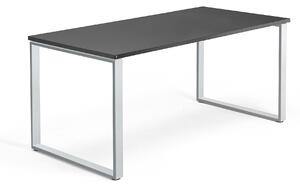 AJ Produkty Psací stůl QBUS, O-podnož, 1600x800 mm, stříbrný rám, černá