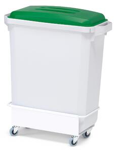 AJ Produkty Nádoba na tříděný odpad, 60 l, šedá, zelené víko + vozík