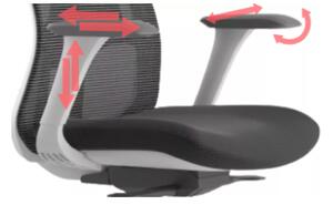 Kancelářská ergonomická židle WISDOM s podhlavníkem — síť, šedý plast, nosnost 150 kg, tmavě šedá