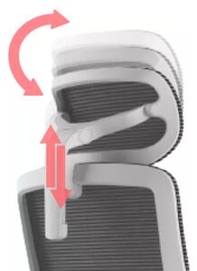 Kancelářská ergonomická židle WISDOM s podhlavníkem — síť, šedý plast, nosnost 150 kg, tmavě šedá
