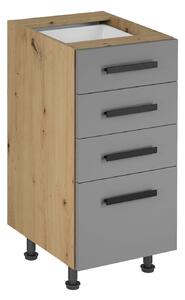 Kuchyňská skříňka se šuplíky VALEN 2 - šířka 40 cm, dub artisan / šedobéžová