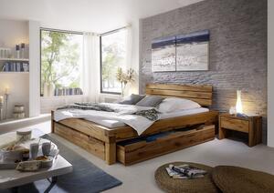 YUKON postel se zásuvkou 200x200 cm, přírodní masivní dub