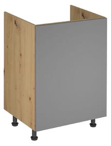 Jednodveřová dřezová skříňka VALEN - šířka 60 cm, dub artisan / šedobéžová