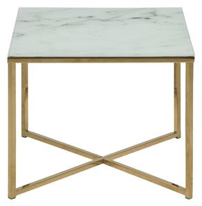 Actona Hranatý bílo-zlatý odkládací stolek Bisoli, 50x50x42 cm
