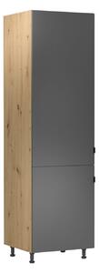 Skříň na vestavnou lednici VALEN - šířka 60 cm, dub artisan / šedá