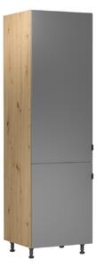 Skříň na vestavnou lednici VALEN - šířka 60 cm, dub artisan / šedobéžová