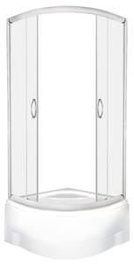 Novoterm Čtvrtkruhový sprchový kout NV-Lava 80x80 chrom/transparent + vysoká vanička