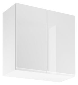 Horní dvoudveřová skříňka ARBOR - šířka 80 cm, lesklá bílá / bílá