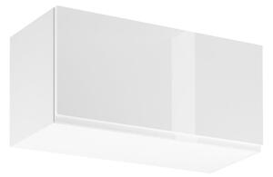 Horní skříňka s výklopnými dvířky ARBOR - šířka 80 cm, lesklá bílá / bílá