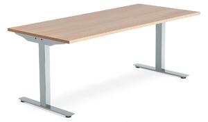 AJ Produkty Psací stůl MODULUS, T-nohy, 1800x800 mm, stříbrný rám, dub