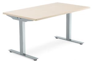 AJ Produkty Psací stůl MODULUS, T-nohy, 1400x800 mm, stříbrný rám, bříza