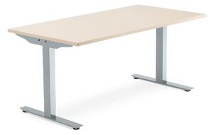 AJ Produkty Psací stůl MODULUS, T-nohy, 1600x800 mm, stříbrný rám, bříza