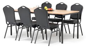 AJ Produkty Jídelní sestava JAMIE + CHICAGO, stůl 1800x800 mm, buk + 6 židlí, černá/černá koženka