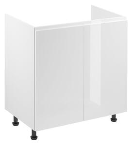 Dvoudveřová dřezová skříňka ARBOR - šířka 80 cm, lesklá bílá / bílá