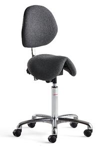 AJ Produkty Sedlová židle DERBY, s opěradlem, textilní potah, tmavě šedá