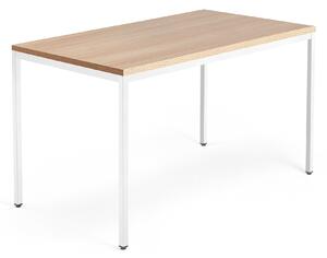 AJ Produkty Psací stůl QBUS, 4 nohy, 1400x800 mm, bílý rám, dub