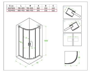 BPS-koupelny Čtvrtkruhový sprchový kout HYD-RK94B 90x90 cm chrom/transparent + vanička HYD-RSV-ST01B bílá