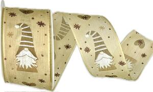Stuha vánoční GNOME BEIGE béžová 40mm x 2m (13,-Kč/m)
