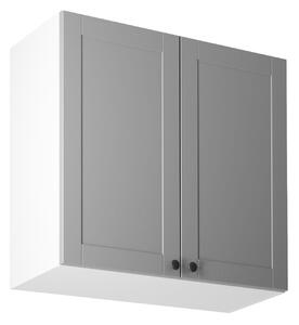 Horní dvoudveřová skříňka LUMEA - šířka 80 cm, šedá / bílá