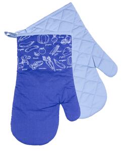 Kuchyňské bavlněné rukavice chňapky VERDURE - modrá, 100% bavlna 18x30 cm Essex