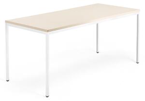 AJ Produkty Psací stůl QBUS, 4 nohy, 1800x800 mm, bílý rám, bříza