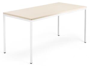 AJ Produkty Psací stůl QBUS, 4 nohy, 1600x800 mm, bílý rám, bříza