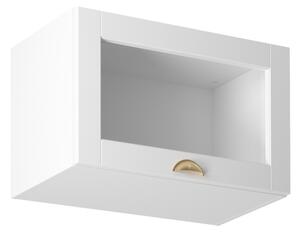 Horní prosklená skříňka s výklopnými dvířky LUMEA - šířka 60 cm, bílá