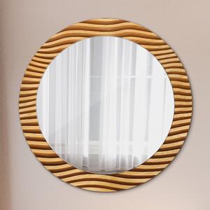Kulaté dekorační zrcadlo Dřevěná vlna